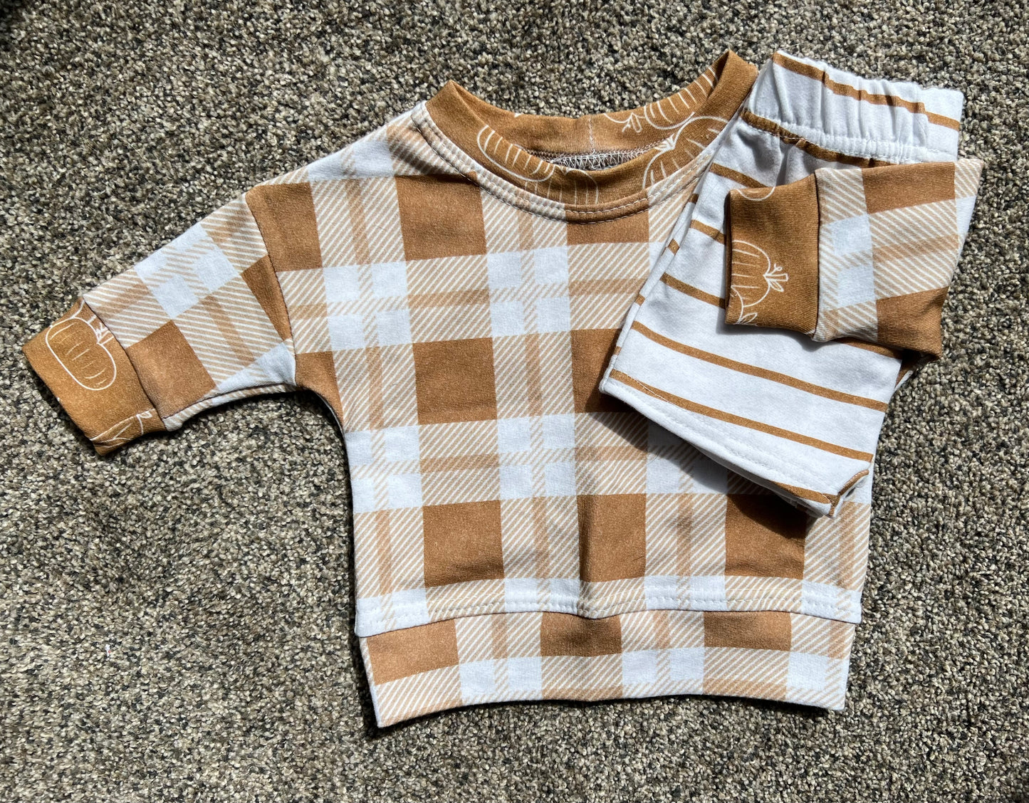 Striped Play Shorts and Plaid Long Sleeve Dolman Set